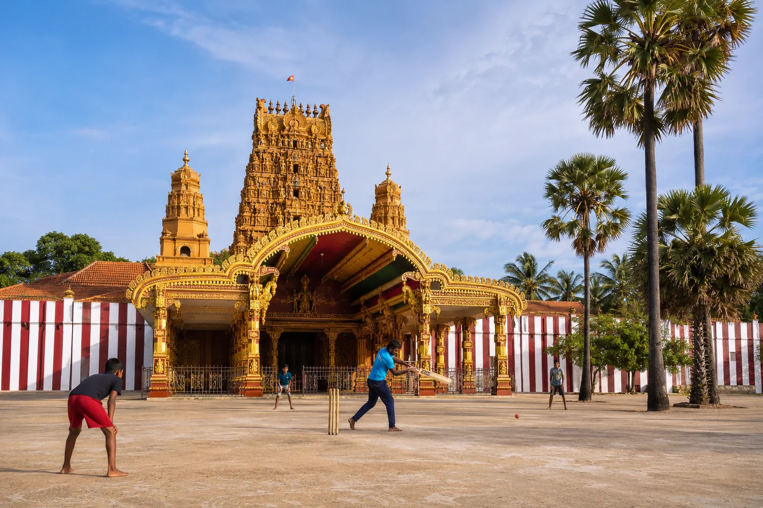 Nallur Kandaswamy Temple and palmyrah trees in Jaffna