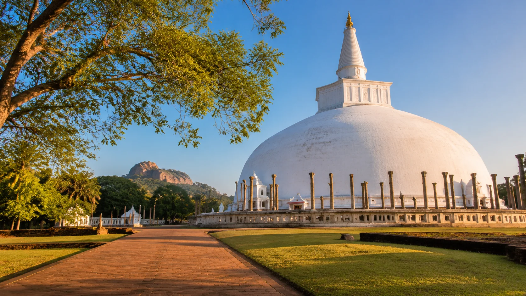 Ancient stupa and cultural heritage landscape in Anuradhapura, Sri Lanka